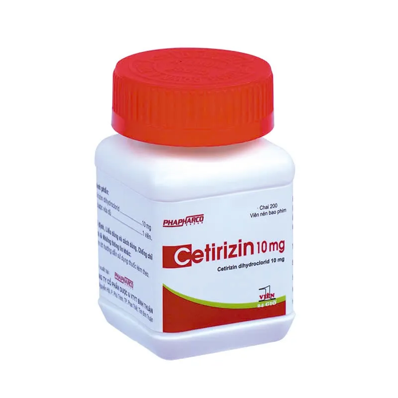 Cetirizine 10mg đỏ Bình Thuận (C/200v) – Giảm nhanh triệu chứng dị ứng, 1 viên mỗi ngày